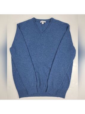 Belford Men's Blue V-Neck 100% Cashmere Pullover Sweater Size Small S Excellent